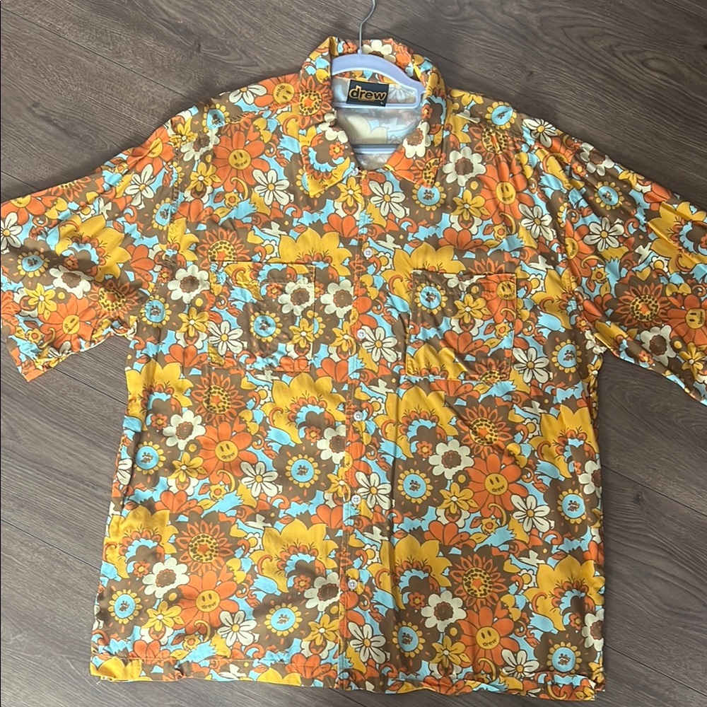 Drew House Floral Button-Up Shirt - Brown and Blue